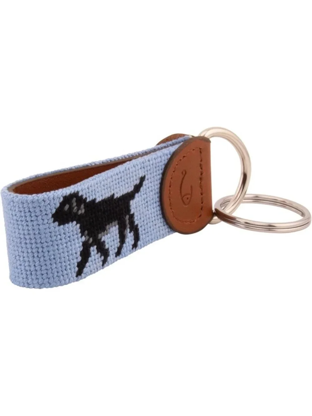 Hand-Stitched Leather Needlepoint Key Fob | Unique Key Chain Accessory